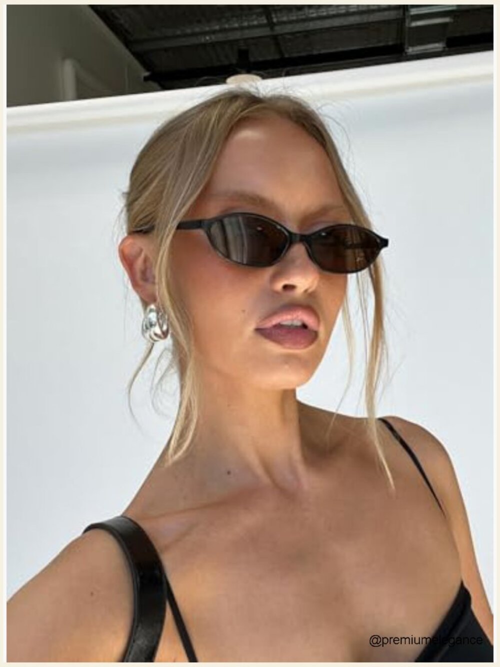 Retro Oval 90s Cat Eye Sunglasses Lightweight Narrow UV Protection - Picture 2 of 7